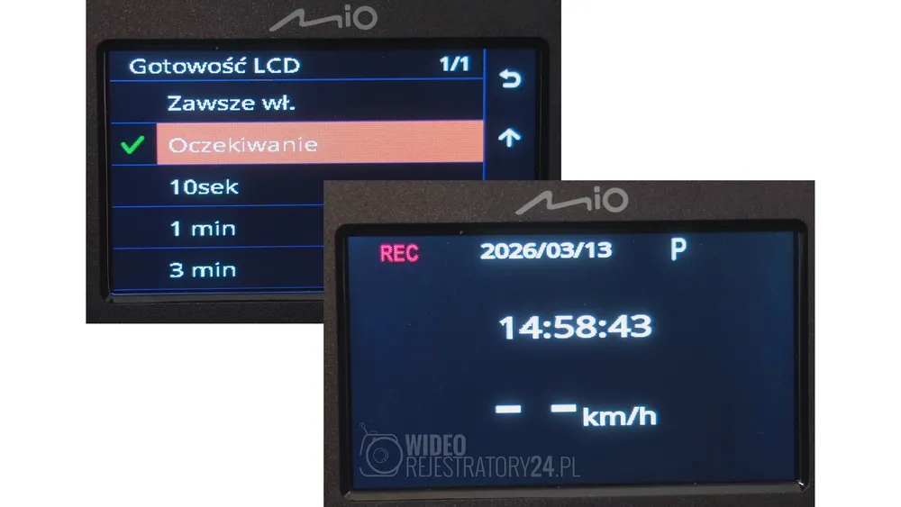 wyświetlanie prędkości na wyświetlaczu kamery mio